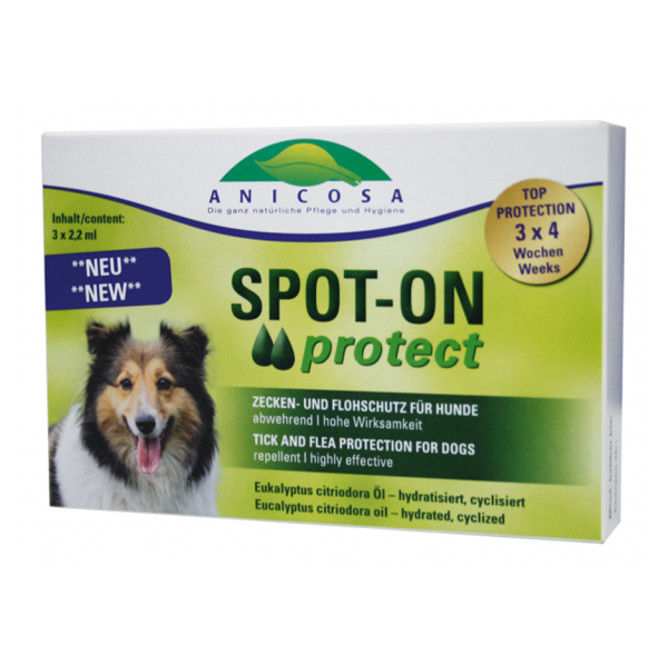 LÄUFT AUS - Pflege Hund: SPOT-ON Protect (3 Tuben à 2.2ml) ) - natürlicher Antiparasitenschutz flüssig auf Basis von ätherischen Ölen