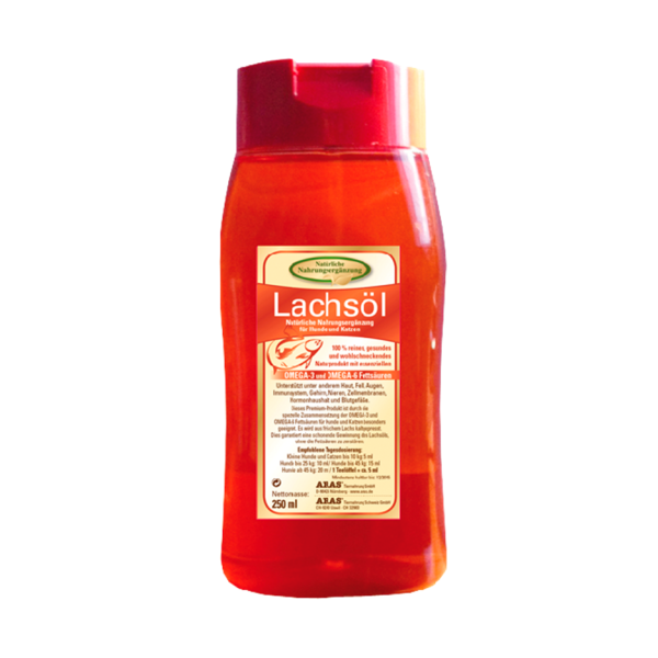 XXX Nahrungsergänzung für Hunde und Katzen: Lachs-Öl (250ml Flasche)