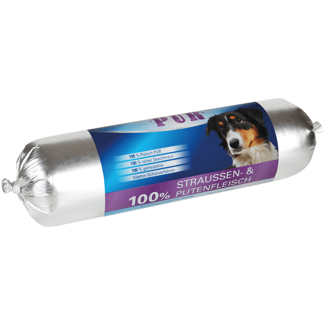 NEU  Hundewurst Fleisch ARAS PUR Strauss / Pute (800g)