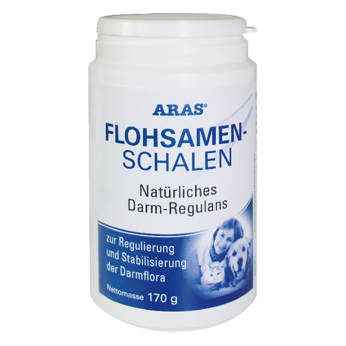 Nahrungsergänzung für Hunde und Katzen: Flohsamen-Schalen (170g Dose)