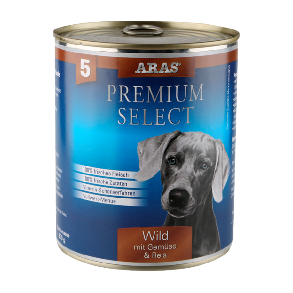 Nassfutter Hund ARAS Premium Select: Wild / Gemüse / Reis - glutenfrei