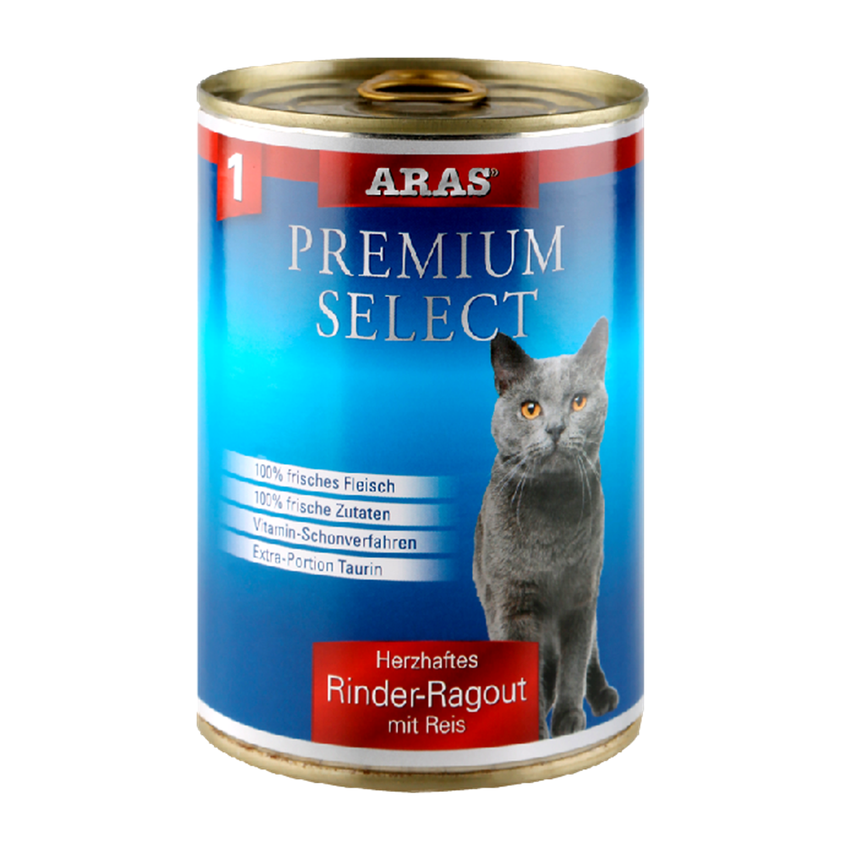 Nassfutter Katze Premium Select: Rind / Reis - glutenfrei