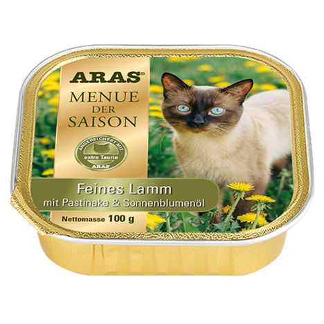 NEU Nassfutter Katze Premium Saison: Lamm mit Pastinake & Sonnenblumenöl - getreidefrei (100g Schale)