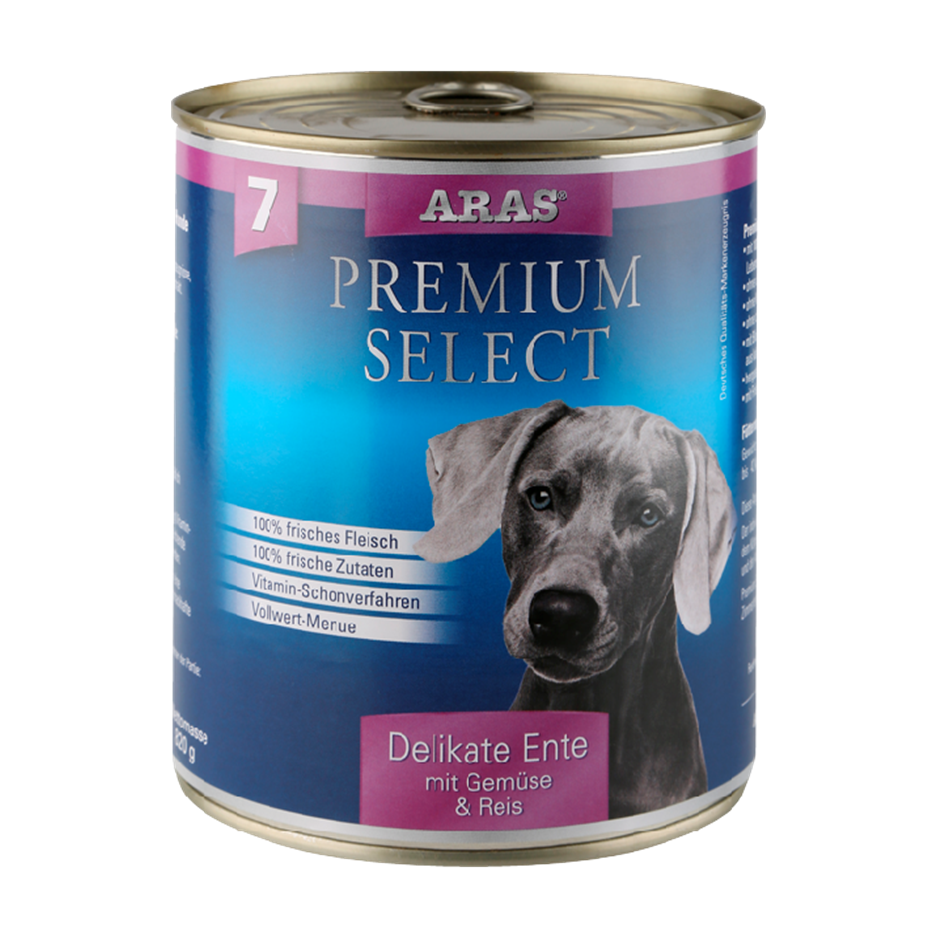 Nassfutter Hund ARAS Premium Select: Ente / Gemüse / Reis - glutenfrei