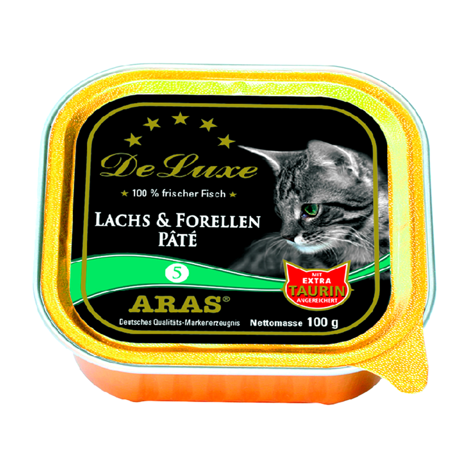 Nassfutter Katze Premium Paté de Luxe: Lachs / Forelle - getreidefrei (100g Schale)